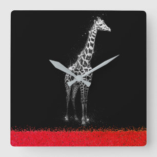 Glittering Giraffe Square Wall Clock