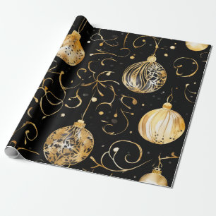 Glittering Gold Christmas Ball Wrapping Paper