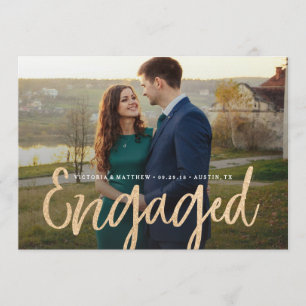 Glittering Gold Engagement Photo Announcement