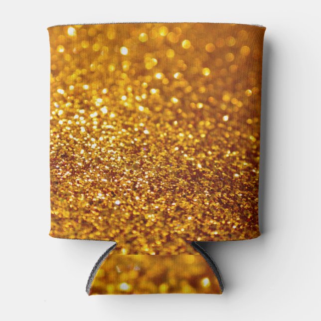 Glittering Gold Glitter Pattern Can Cooler (Front)