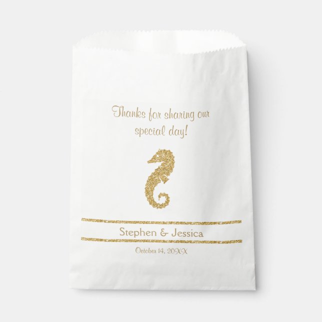 Glittering Gold "Thanks...Sharing Our Day" Favour Bag (Front)