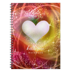 Glittering Heart Red Gold Notebook
