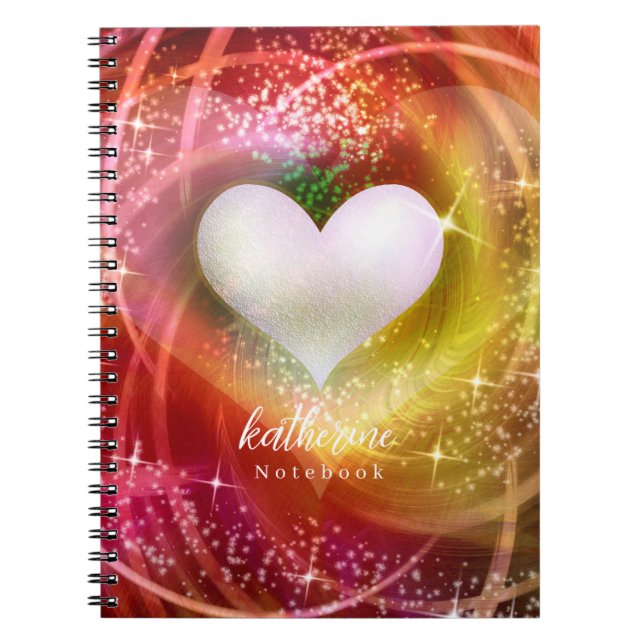 Glittering Heart Red Gold Notebook (Front)