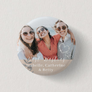 Glittering Hearts Besties Photo 3 Cm Round Badge
