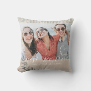 Glittering Hearts Besties Photo Cushion