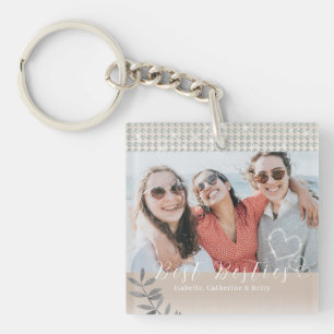Glittering Hearts Besties Photo Key Ring