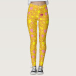 Glittering Hearts Pattern 01 BYellow BG Leggings<br><div class="desc">Glittering Hearts Pattern 01 This image is a seamless pattern of hearts and flowers. The hearts are in various shades of pink, and the flowers are outlined in white with a pink centre. The pattern is repeated throughout the image, creating a romantic and whimsical feel. The hearts and flowers are...</div>