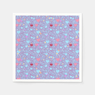 Glittering Hearts Pattern 01 LBlue BG Napkin