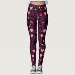 Glittering Hearts Pattern 01  Leggings<br><div class="desc">Glittering Hearts Pattern 01 This image is a seamless pattern of hearts and flowers. The hearts are in various shades of pink, and the flowers are outlined in white with a pink centre. The pattern is repeated throughout the image, creating a romantic and whimsical feel. The hearts and flowers are...</div>