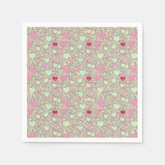 Glittering Hearts Pattern 01 LGreen BG Napkin