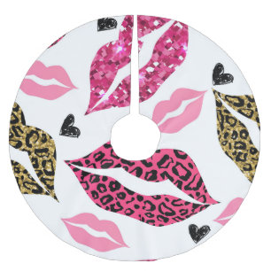 Glittering Lips: Leopard Fashion Pattern Brushed Polyester Tree Skirt