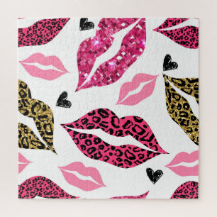 Glittering Lips: Leopard Fashion Pattern Jigsaw Puzzle