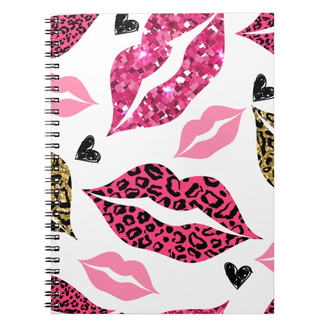 Glittering Lips: Leopard Fashion Pattern Notebook (Front)