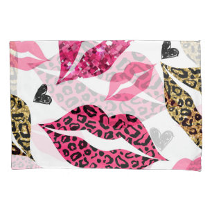 Glittering Lips: Leopard Fashion Pattern Pillowcase