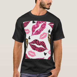 Glittering Lips: Leopard Fashion Pattern T-Shirt