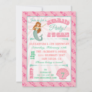 Glittering  Mermaid Birthday Party Invitation