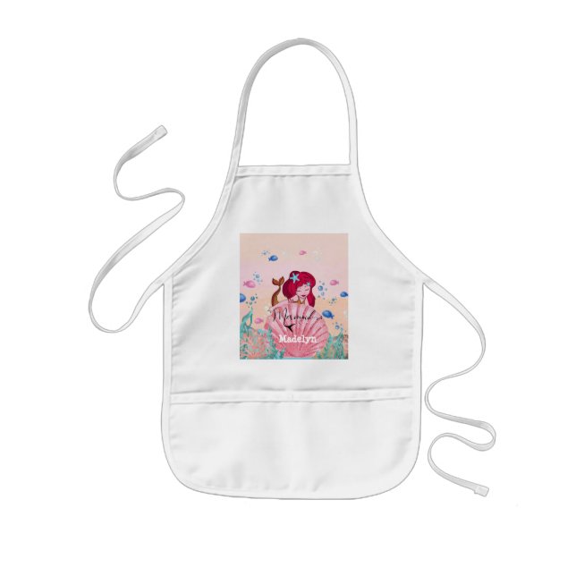 🧜‍♀️Glittering Mermaid Under The Sea Custom Name  Kids Apron (Front)