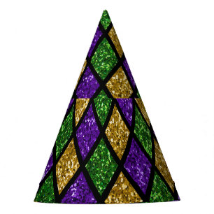 Glittering paillettes diamonds, festive background party hat