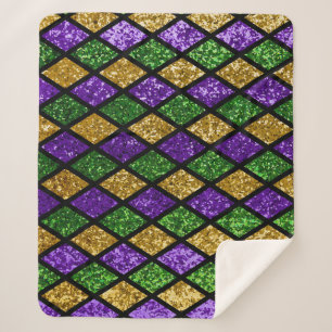 Glittering paillettes diamonds, festive background sherpa blanket
