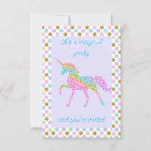 Glittering Pastel Unicorn Party Invitation