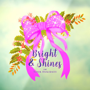 Glittering Pink Bow Ribbon Christmas Pink