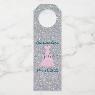 Glittering Quinceanera Commemoration Bottle Hanger