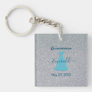 Glittering Quinceanera Commemoration Key Ring