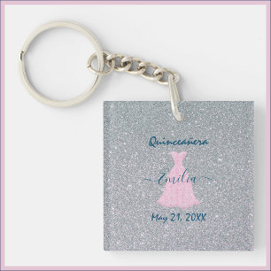 Glittering Quinceanera Commemoration Keychain