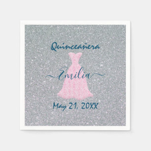 Glittering Quinceanera Commemoration Napkins