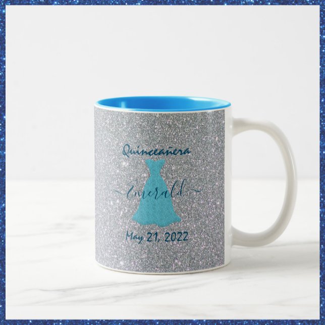 Glittering Quinceanera Commemoration Two-Tone Coffee Mug (Creator Uploaded)