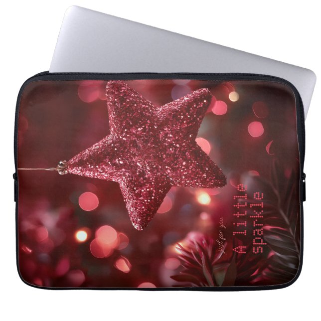 Glittering Red Star Laptop Sleeve (Front)