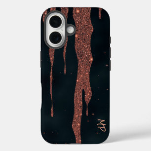 Glittering Rose Gold Drips iPhone 16 Case