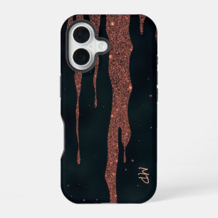 Glittering Rose Gold Drips iPhone 16 Case