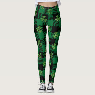 Glittering Shamrock Plaid Leggings