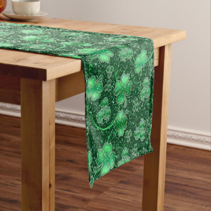 Glittering Shamrocks and Swirls ID289 Short Table Runner