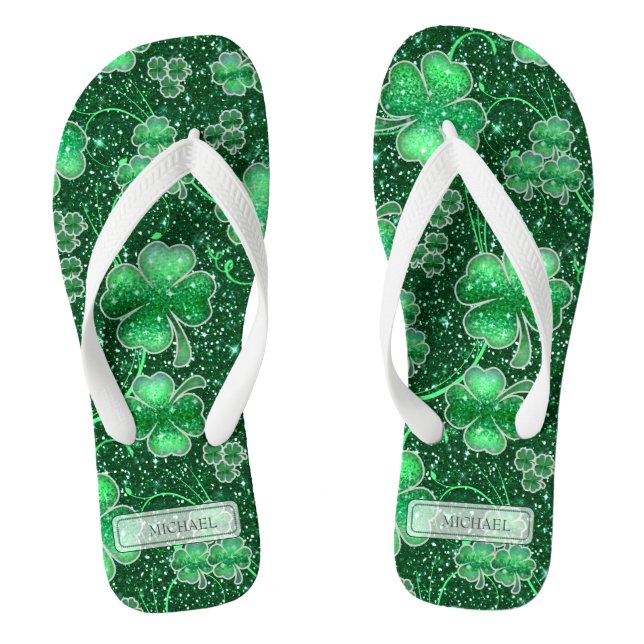 Glittering Shamrocks and Swirls ID289 Thongs (Footbed)