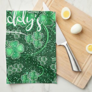 Glittering Shamrocks Happy St. Paddy's ID289 Tea Towel