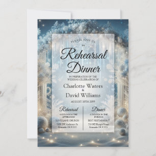Glittering Snowy Forest Rehearsal Dinner Invitation