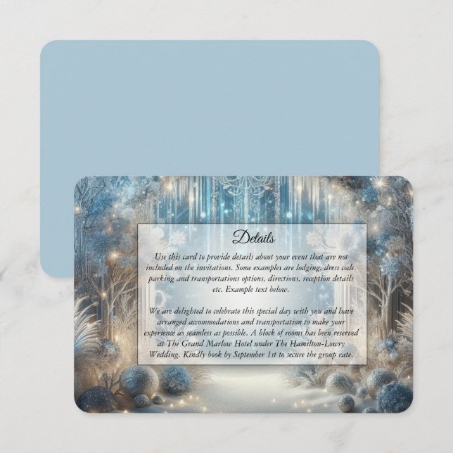 Glittering Snowy Forest Wedding Enclosure Card (Front/Back)