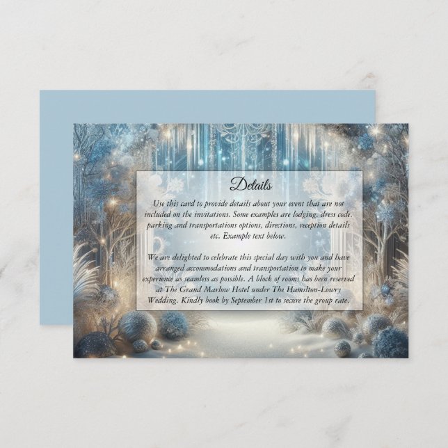 Glittering Snowy Forest Wedding Enclosure Card (Front/Back)