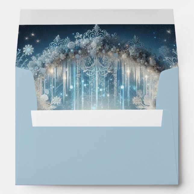 Glittering Snowy Forest Wedding Envelope (Back (Bottom))