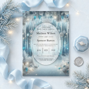 Glittering Snowy Forest Wedding Invitation