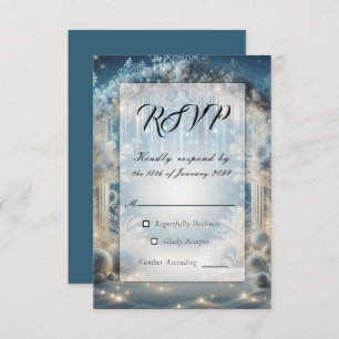 Glittering Snowy Forest Wedding RSVP Card