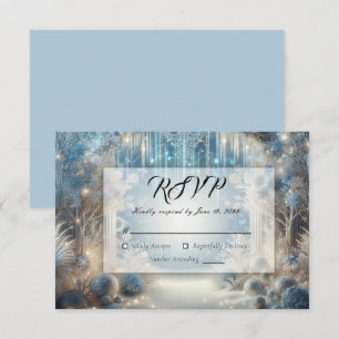 Glittering Snowy Forest Wedding RSVP Card