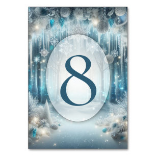 Glittering Snowy Forest Wedding Table Number