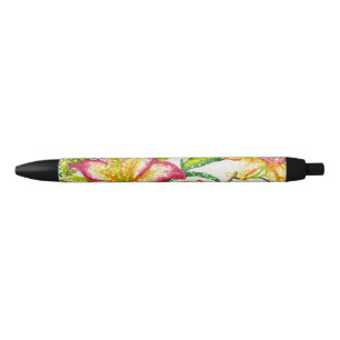 Glittering Spring Floral Tapestry Black Ink Pen
