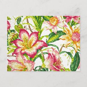 Glittering Spring Floral Tapestry Postcard