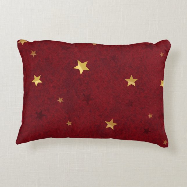 Glittering stars Royal Red Decorative Cushion (Back)