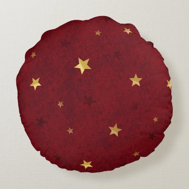 Glittering stars Royal Red Round Cushion (Back)