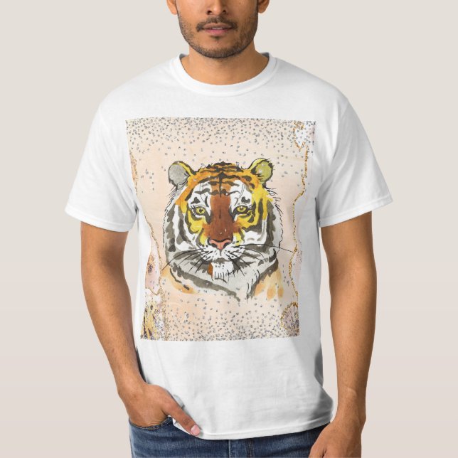 Glittering tiger printed  T-Shirt (Front)